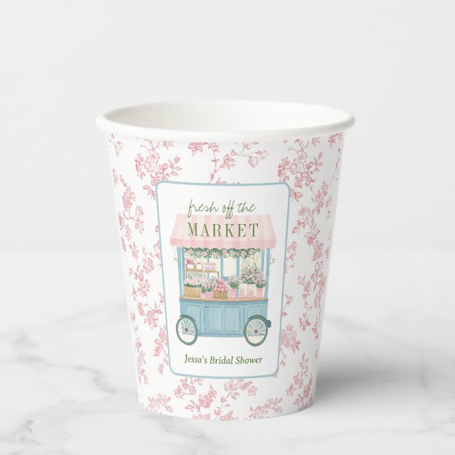 Fresh Off The Market Floral Farmer's Bridal Shower Paper Cups (Front)