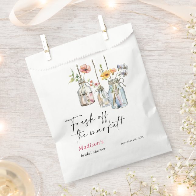 Fresh Off The Market Floral Jar Bridal Shower Favour Bags (Clipped)