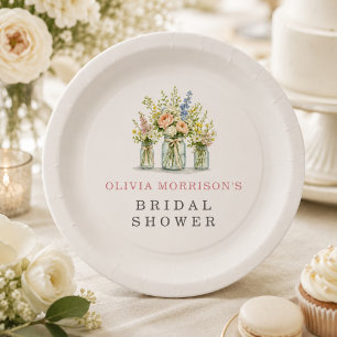 Fresh Off the Market Floral Jar Bridal Shower Paper Plate