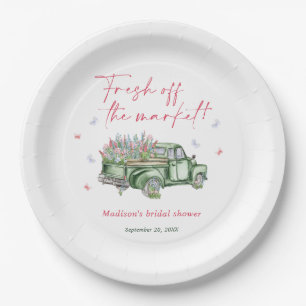 Fresh Off The Market Floral Truck Bridal Shower Paper Plate