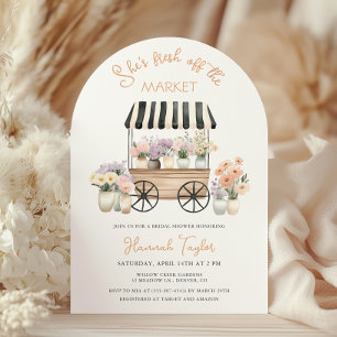 Fresh Off The Market Flower cart Bridal Shower Invitation
