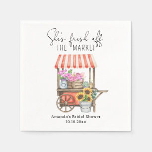 Fresh Off the Market Flower Cart Bridal Shower  Napkin