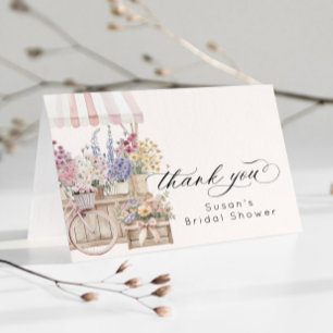 Fresh Off the Market Flower Cart Bridal Shower Thank You Card