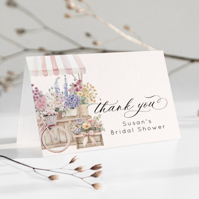 Fresh Off the Market Flower Cart Bridal Shower Thank You Card (Creator Uploaded)