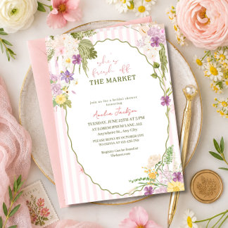 Fresh Off the Market,flower market bridal shower Invitation