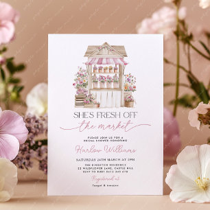 Fresh off the Market Flower Purple Bridal Shower Invitation