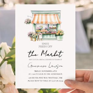 Fresh Off the Market Flower Shop Bridal Invitation