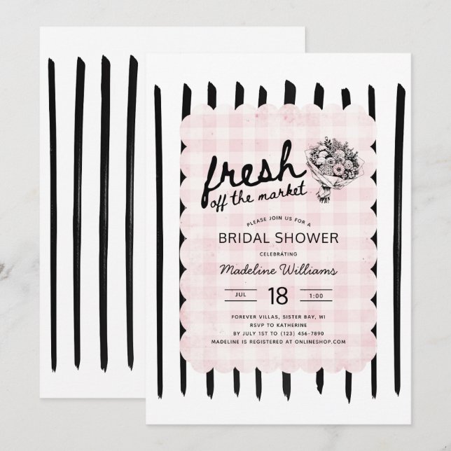 Fresh Off the Market Flowers Bridal Shower Invitation (Front/Back)