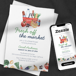 Fresh Off the Market Fruit Vegetable Bridal Shower Invitation