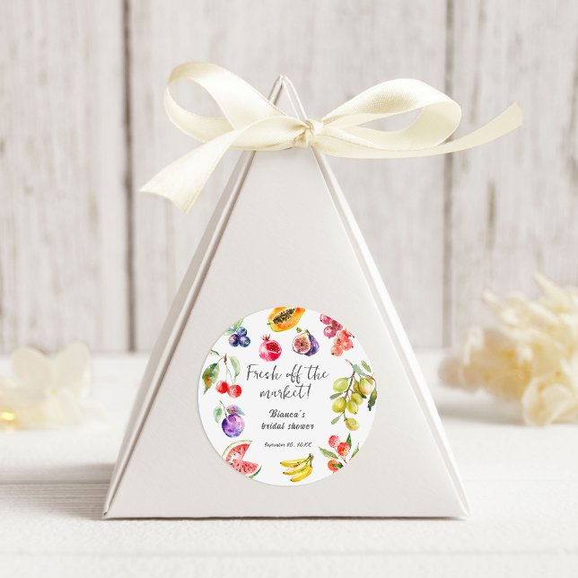 Fresh Off The Market Fruits Bridal Shower Welcome Classic Round Sticker (Creator Uploaded)