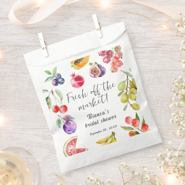 Fresh Off The Market Fruits Bridal Shower Welcome Favour Bags (Clipped)