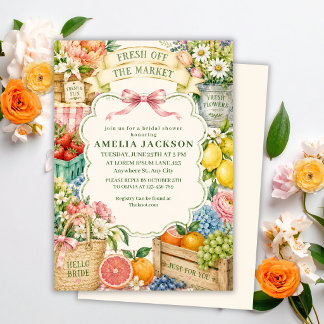 Fresh Off the Market Garden Party bridal shower Invitation