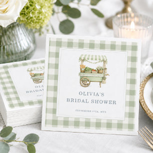Fresh Off the Market Gingham Bridal Shower Napkin