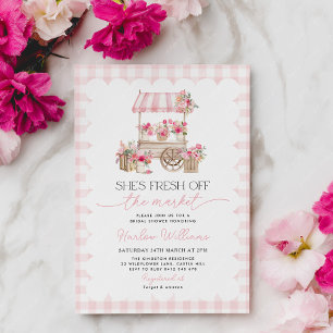 Fresh off the Market Gingham Market Bridal Shower Invitation