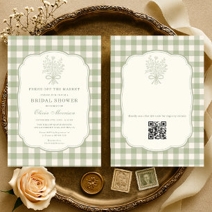 Fresh Off the Market Gingham QR Code Invitation