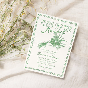 Fresh Off the Market Green Bridal Shower Invitation