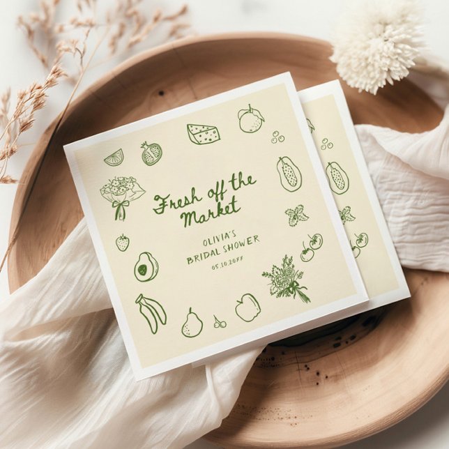 Fresh Off The Market Green Hand Drawn  Napkin (Creator Uploaded)