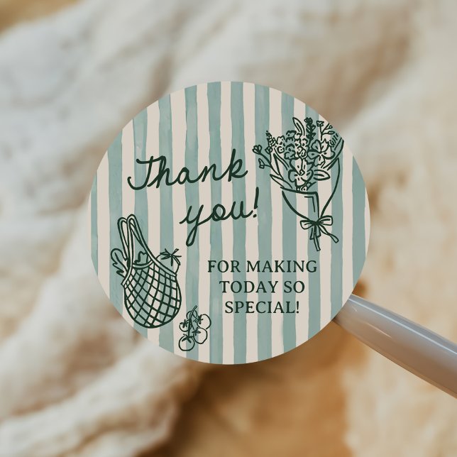 Fresh Off The Market Hand Drawn Bridal Shower Classic Round Sticker (Creator Uploaded)