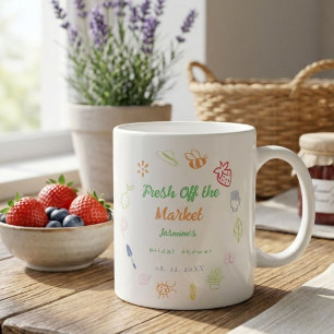 Fresh Off The Market Hand Drawn Bridal Shower Coffee Mug