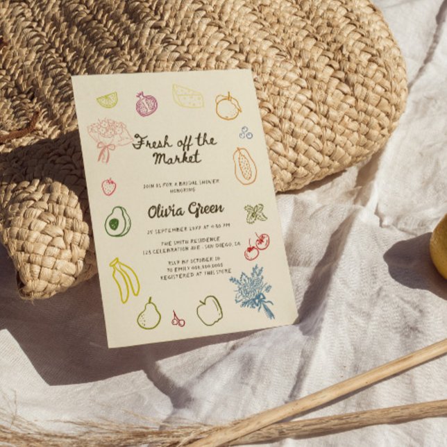 Fresh Off The Market Hand Drawn Bridal Shower Invitation (Creator Uploaded)