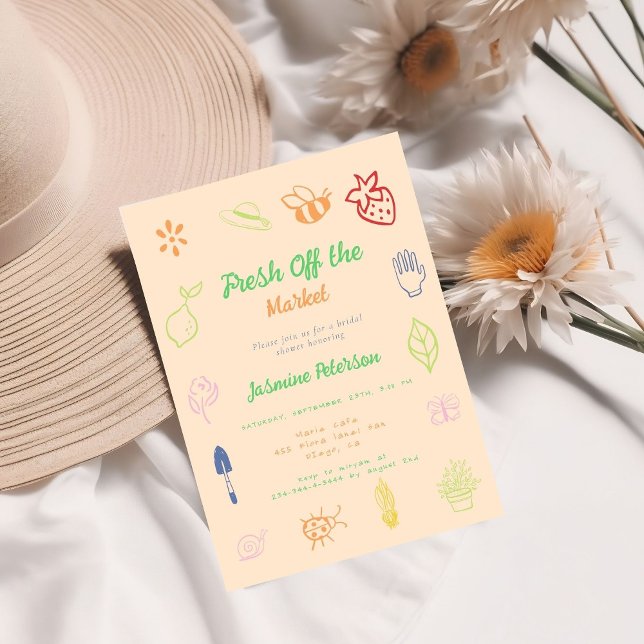 Fresh Off The Market Hand Drawn Bridal Shower Invitation (Creator Uploaded)