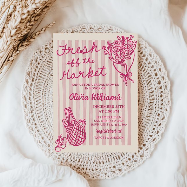 Fresh Off The Market Hand Drawn Bridal Shower Invitation (Creator Uploaded)