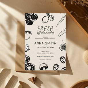 Fresh Off The Market Hand Drawn Bridal Shower Invitation