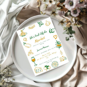 Fresh Off The Market Hand Drawn  Bridal Shower Invitation