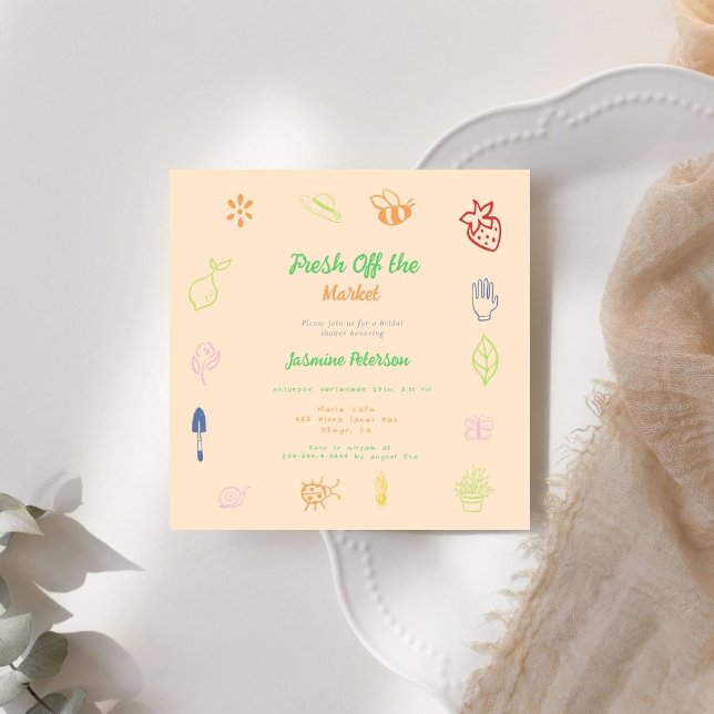 Fresh Off The Market Hand Drawn Bridal Shower Invitation (Creator Uploaded)