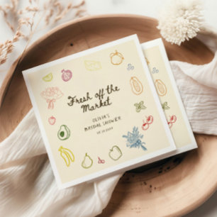 Fresh Off The Market Hand Drawn Bridal Shower Napkin
