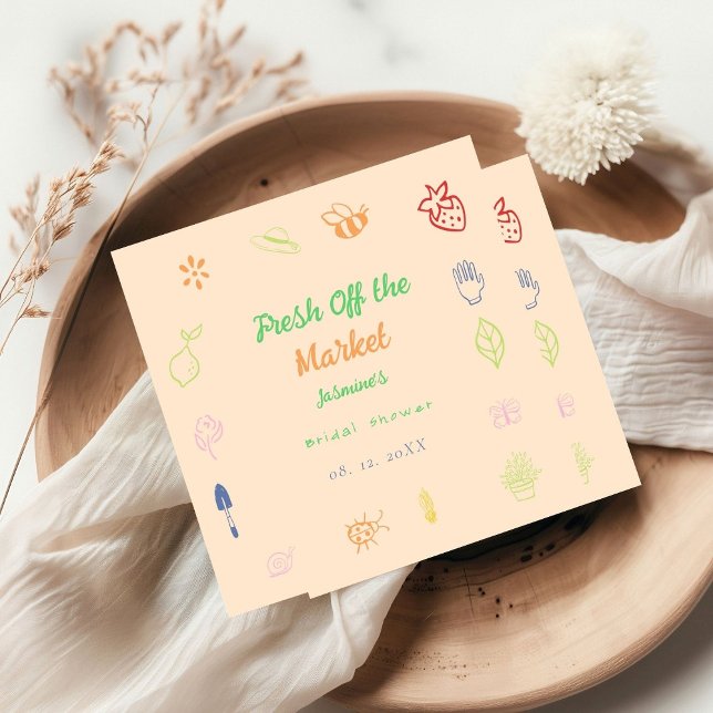 Fresh Off The Market Hand Drawn Bridal Shower Napkin (Creator Uploaded)