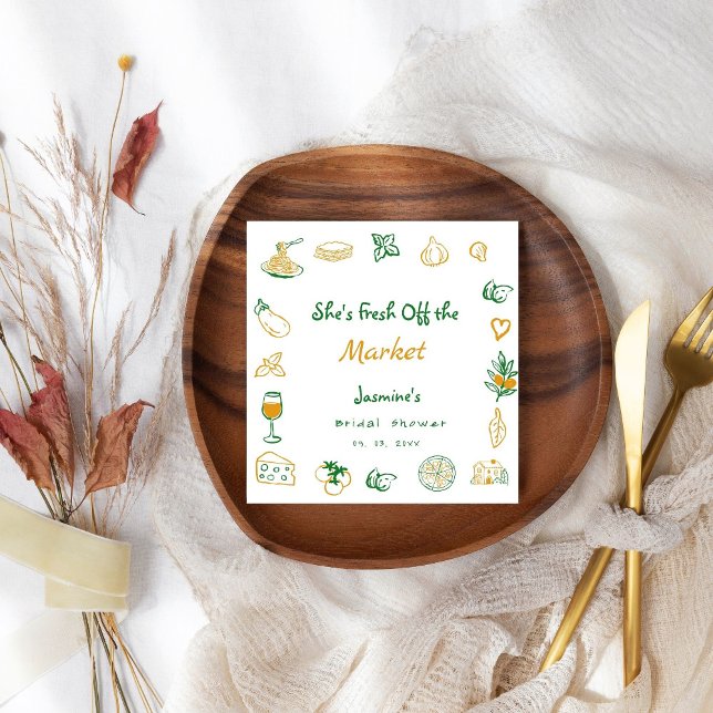 Fresh Off The Market Hand Drawn  Bridal Shower Napkin (Creator Uploaded)
