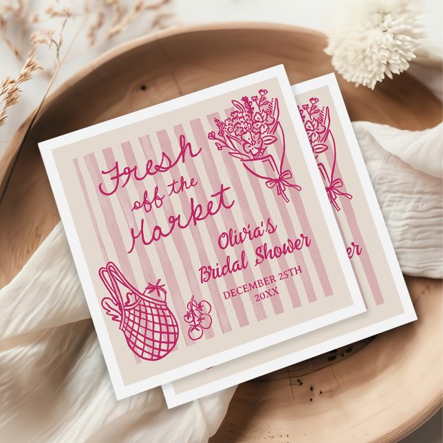 Fresh Off The Market Hand Drawn Bridal Shower Napkin (Creator Uploaded)