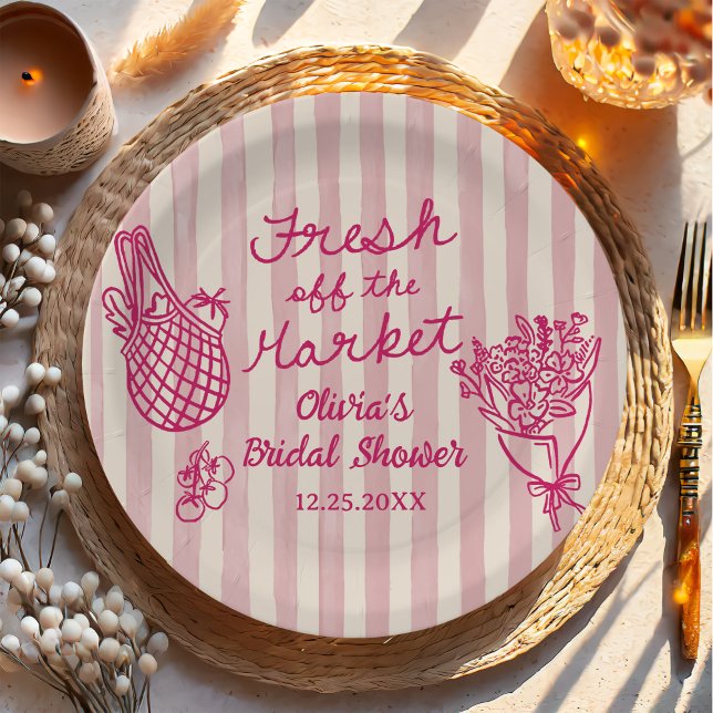 Fresh Off The Market Hand Drawn Bridal Shower Paper Plate (Creator Uploaded)