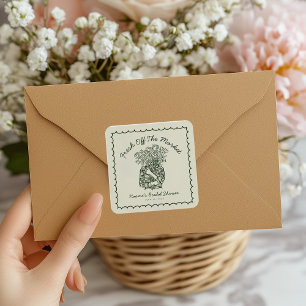 Fresh Off The Market Hand Drawn Bridal Shower Square Sticker