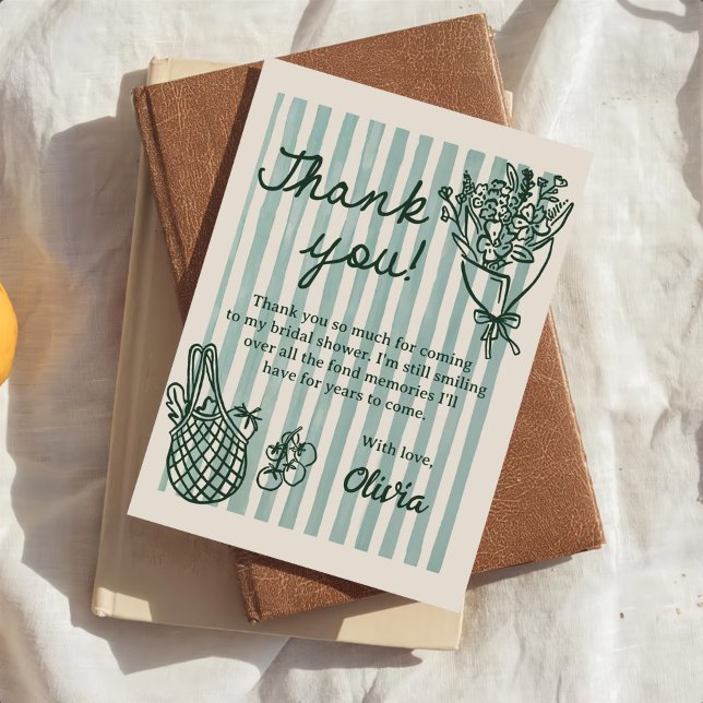 Fresh Off The Market Hand Drawn Bridal Shower Thank You Card (Creator Uploaded)
