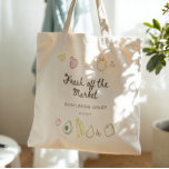 Fresh Off The Market Hand Drawn Bridal Shower Tote Bag<br><div class="desc">Celebrate love and new beginnings with our delightful "Off The Market" bridal shower tote bags inspired by the charm and vibrancy of a farmers market. These unique tote bags are the perfect addition to a joyous gathering, featuring colourful hand-drawn icons of fresh fruits and crisp vegetables. Each illustration bursts with...</div>