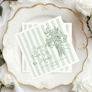 Fresh Off the Market Hand drawn Sage Bridal Shower Napkin
