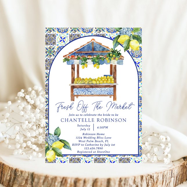 Fresh Off The Market Italian Lemon Bridal Shower Invitation (Creator Uploaded)