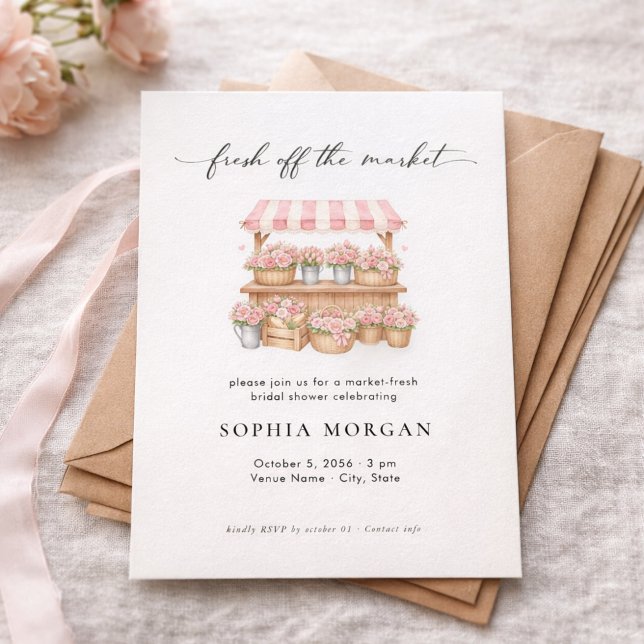 Fresh Off the Market Modern Bridal Shower Invitation (Creator Uploaded)
