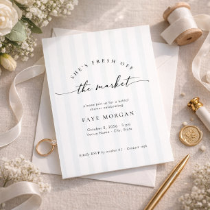 Fresh Off the Market Modern Stripe Bridal Shower Invitation