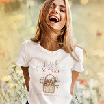 Fresh off the Market Name Bridal Shower T-Shirt<br><div class="desc">Fresh off the Market Name Bridal Shower. The words Fresh off The are in an elegant set script. The rest of the text you can easily personalise. Celebrate the bride-to-be with this charming farmers market-inspired bridal shower invitation. Featuring a soft and romantic watercolor illustration of a wicker basket filled with...</div>