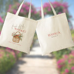 Fresh off the Market Name Bridal Shower Tote Bag<br><div class="desc">Fresh off the Market Name Bridal Shower. The words Fresh off The are in an elegant set script. The rest of the text you can easily personalise. And personalise with a name on the back. Celebrate the bride-to-be with this charming farmers market-inspired bridal shower design. Featuring a soft and romantic...</div>