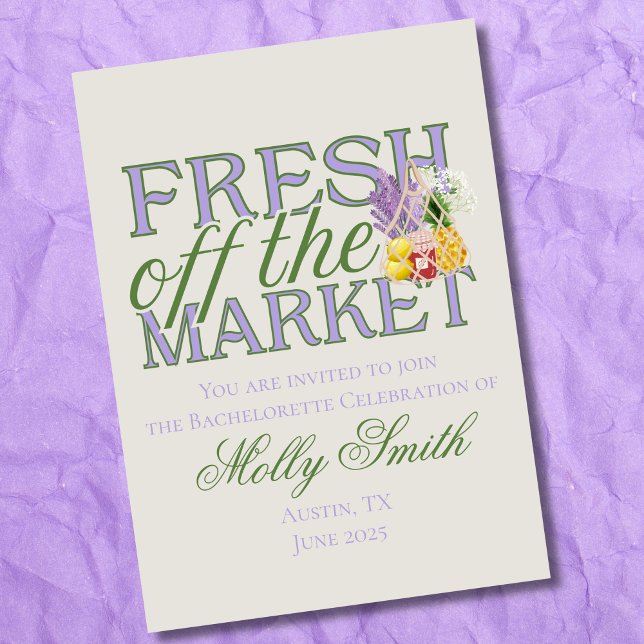 Fresh Off the Market – Personalised Modern Bridal Invitation (Fresh Off the Market invite with modern serif font – perfect for engagement or bridal celebrations!)