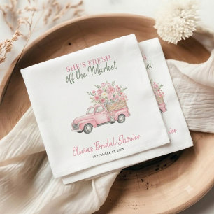 Fresh Off The Market Pink Truck Bridal Shower Napkin