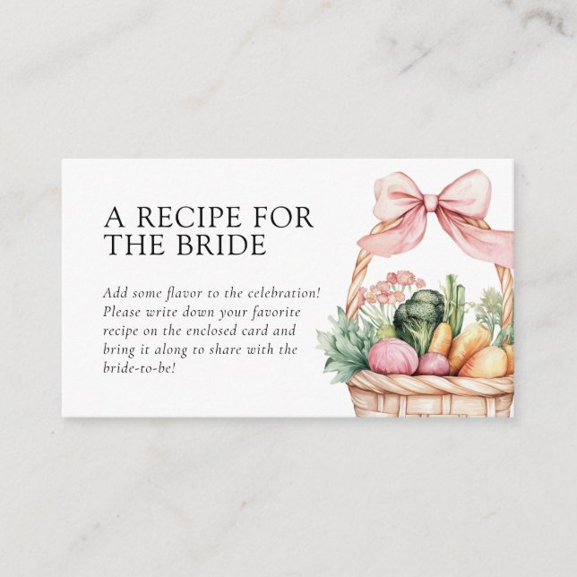 Fresh Off The Market Recipe Request Bridal Shower  Enclosure Card (Front)