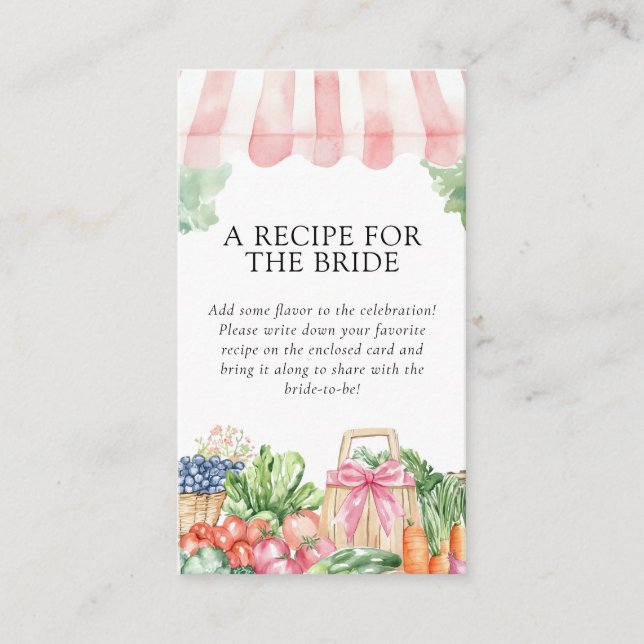 Fresh Off The Market Recipe Request Bridal Shower  Enclosure Card (Front)