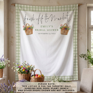 Fresh off the Market Sage Gingham Photo Backdrop Tapestry