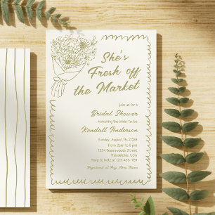 Fresh off the Market Sage Green Bridal Shower Invitation