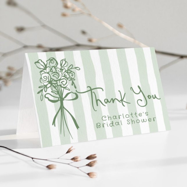 Fresh off the Market Sage Green Bridal Thank you Card (Creator Uploaded)